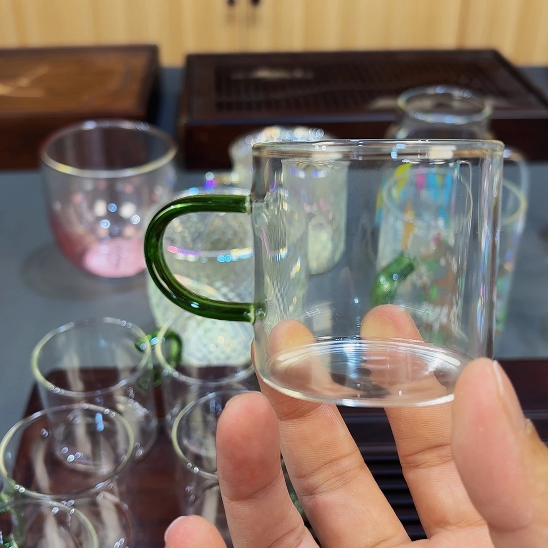 高硼硅玻璃客杯湖绿色6只100毫升特价