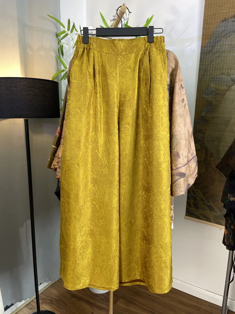 罗马假日时尚阔腿裤（100桑蚕丝香云纱）长裤百搭