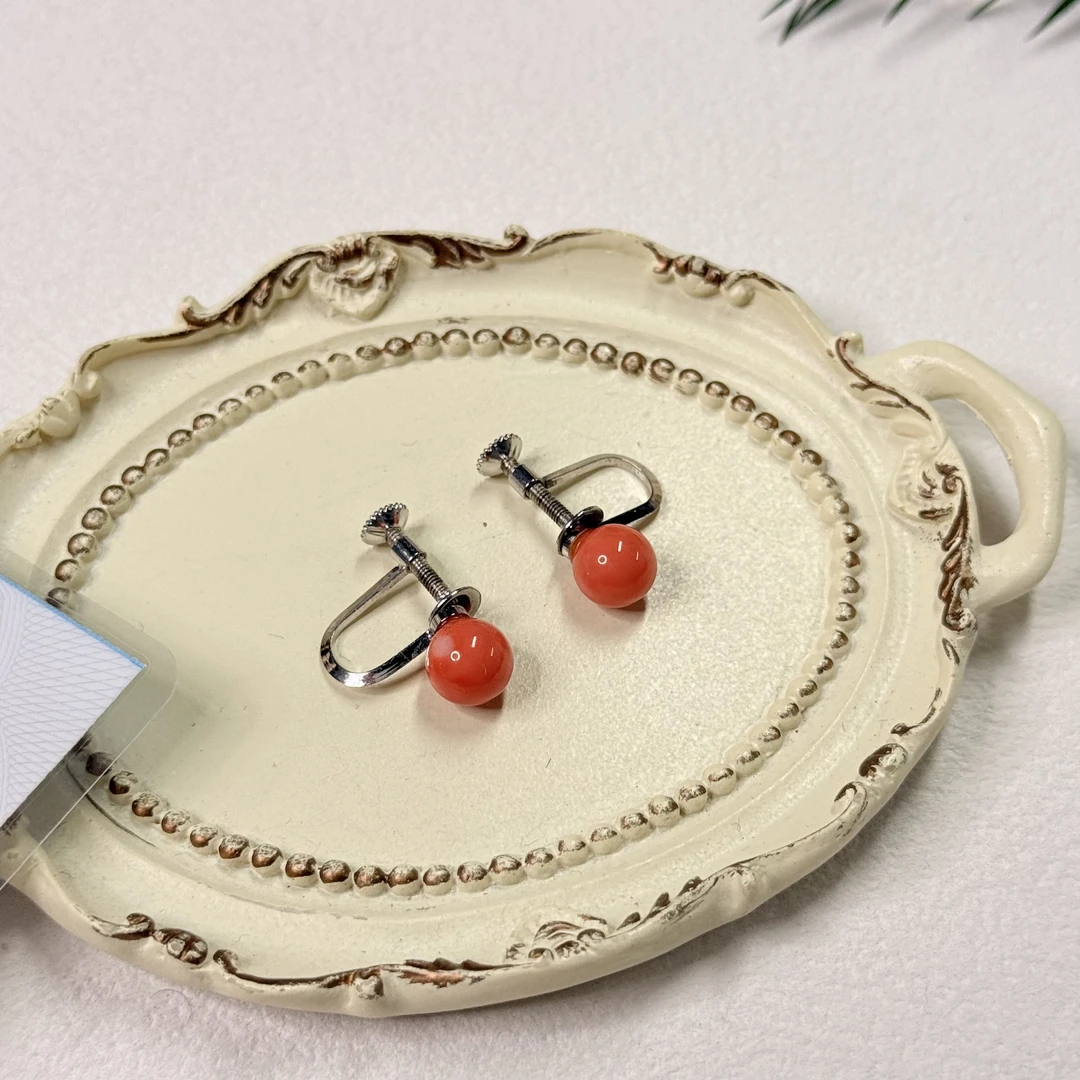 【六六中古】孤品精美珊瑚耳饰sh504