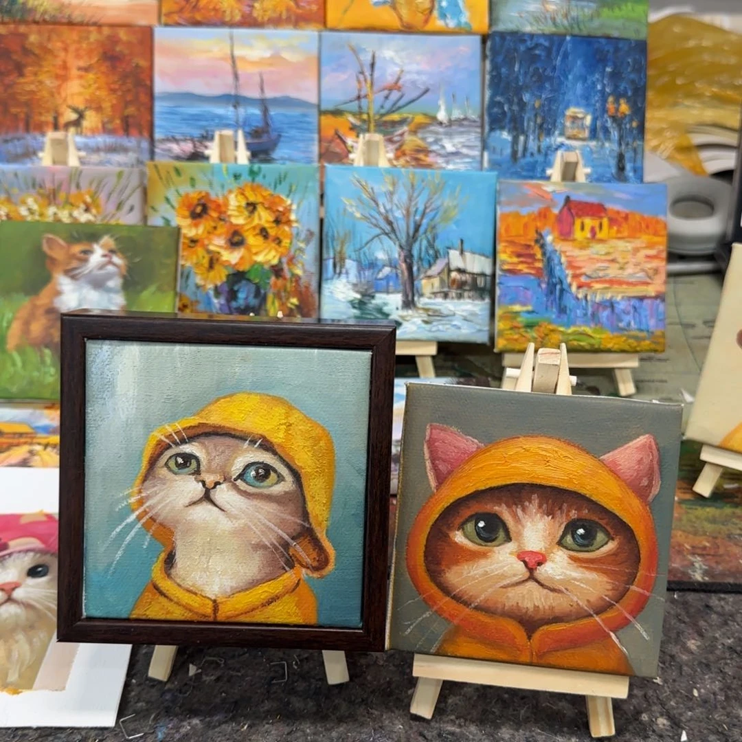 油画10*10尺寸纯手绘油画动物系列×2