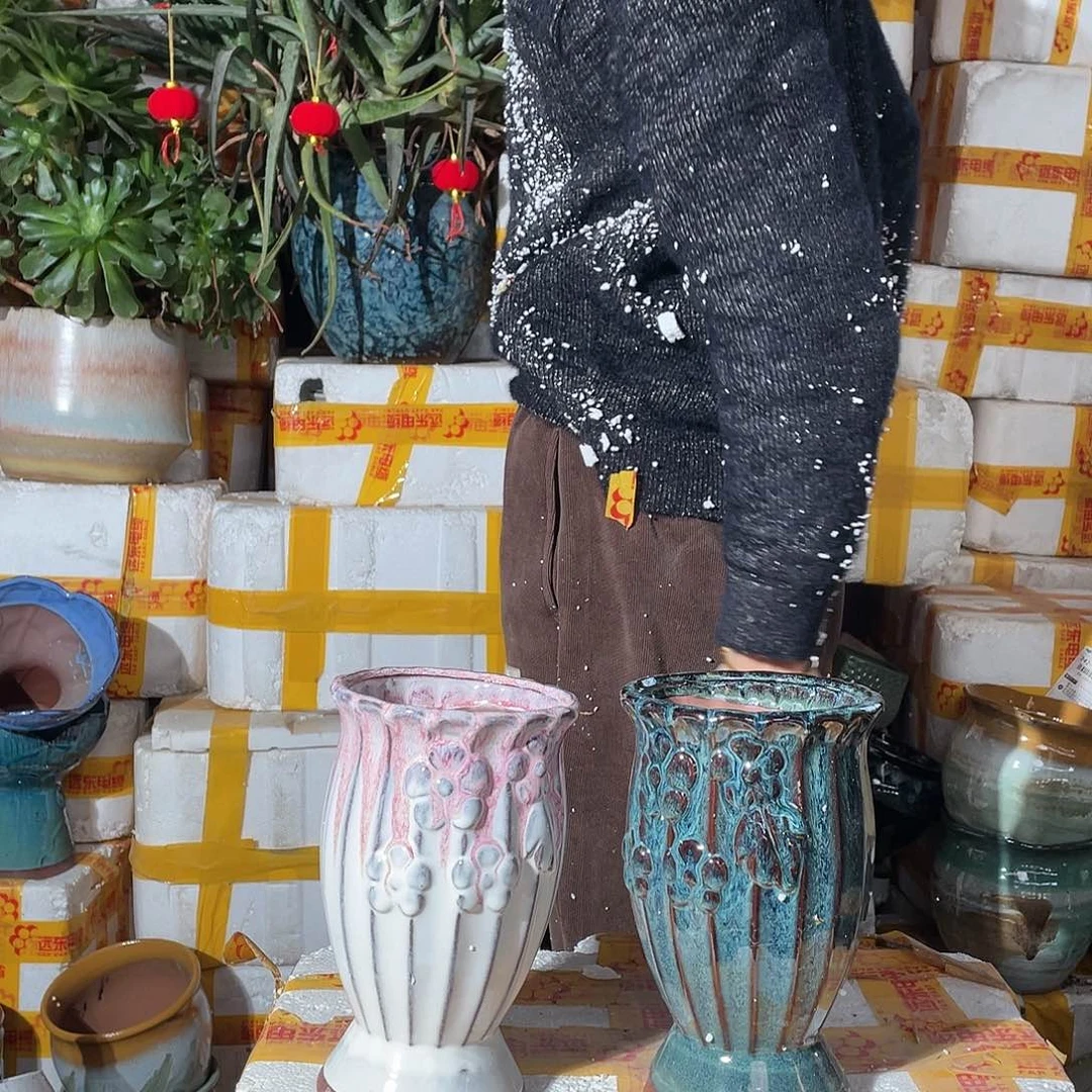 无铅玻璃宜兴紫砂花盆