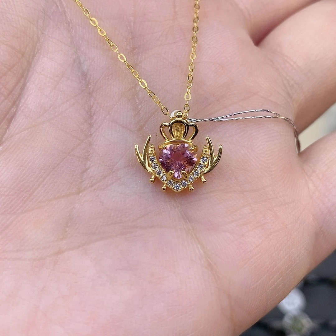 碧玺吊坠(赠链)银S925镶嵌