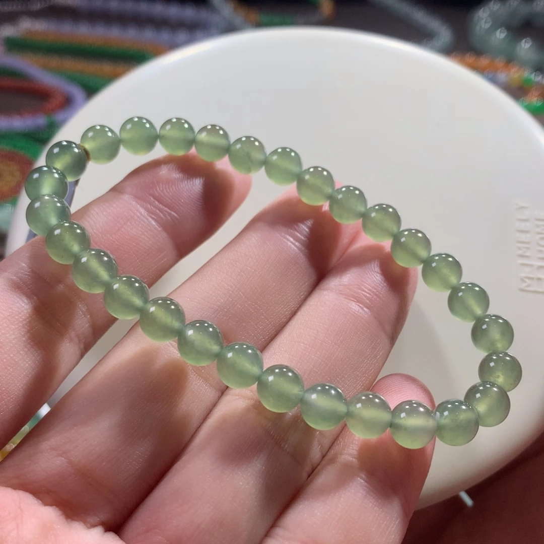 未镶嵌手链翡翠翡翠冰胶底橄榄绿卡6.20+