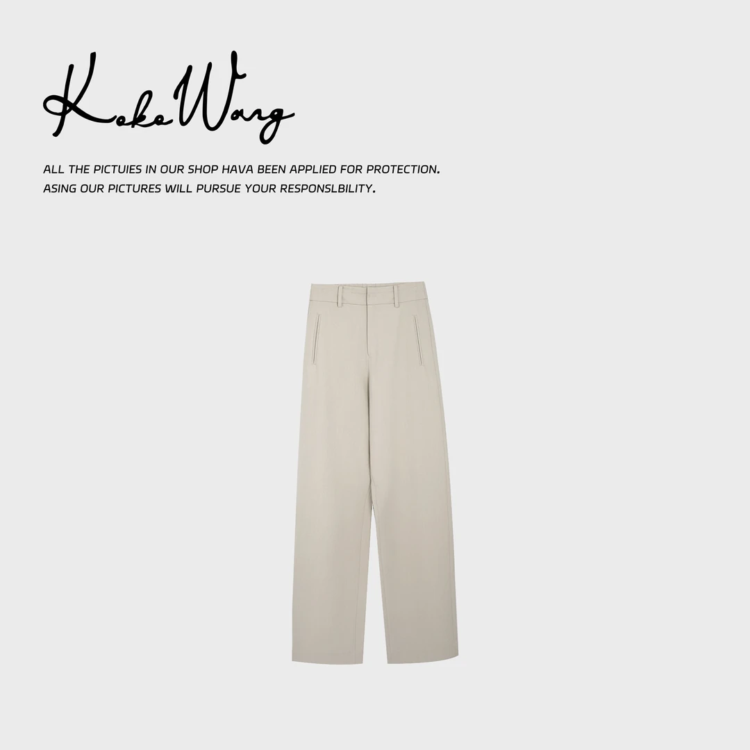 KOKO WANG秋冬新款时尚气质削胯显瘦直筒宽松休闲裤N5114L09K02