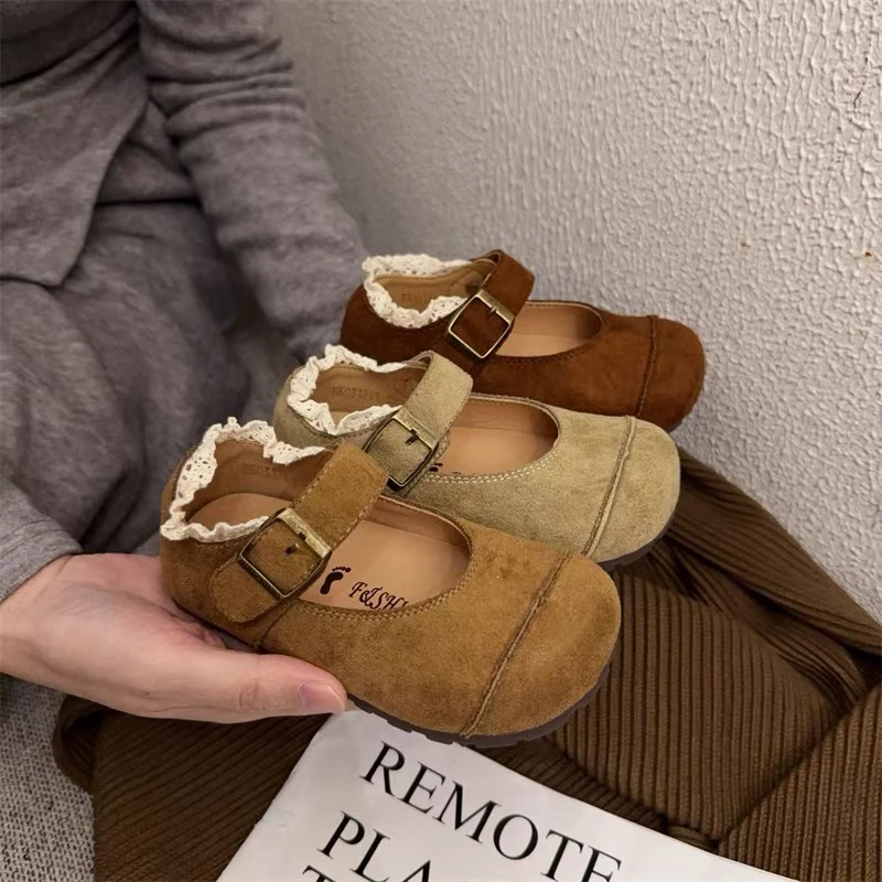 女童鞋2025春季新款儿童小皮鞋韩版公主鞋甜美复古软底防滑豆豆鞋