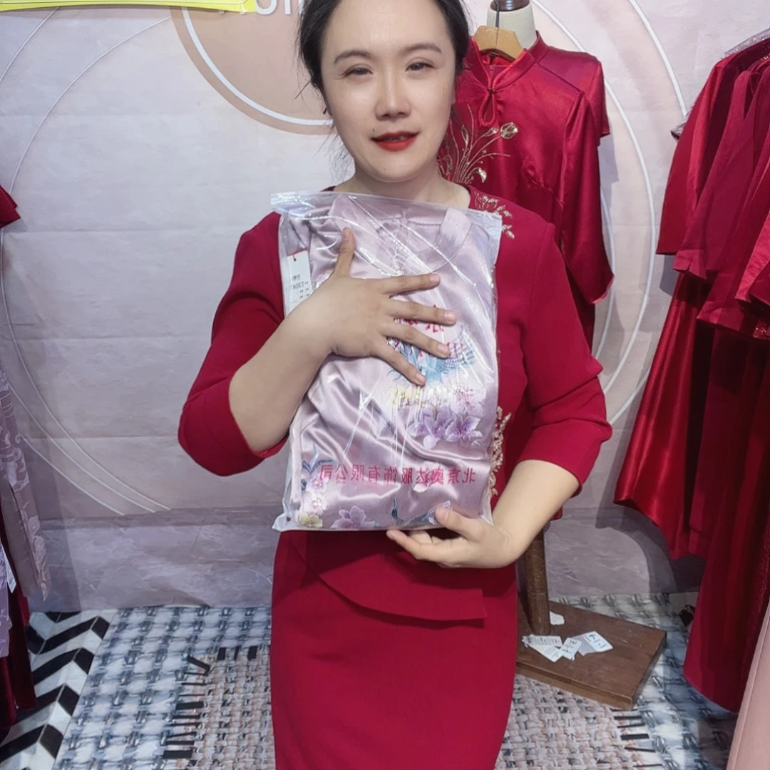 朋***装3xl码醋酸旗袍连衣裙