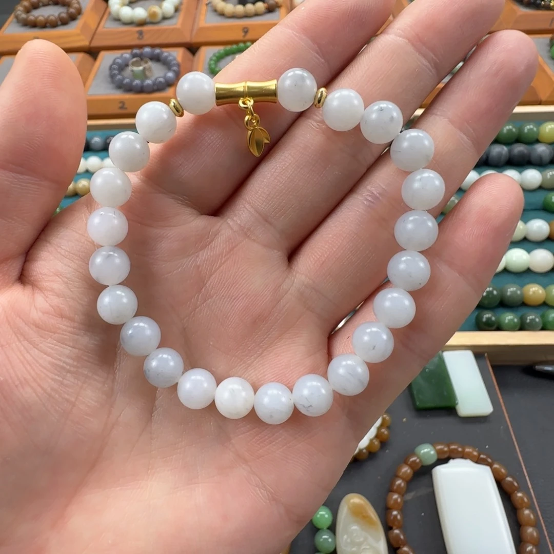 和田玉青花手串合金