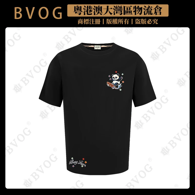 BVOG【高定男装】轻奢光变刺绣工艺黑白款男士短袖BV586