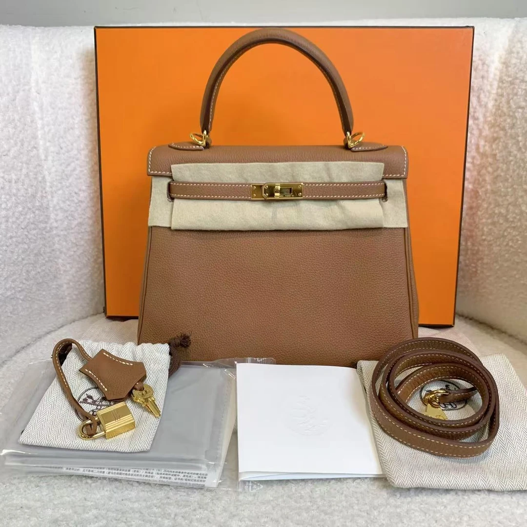99新 Hermes/爱马仕 壹臻/金棕金扣Kelly25 Y 刻 togo 56554095