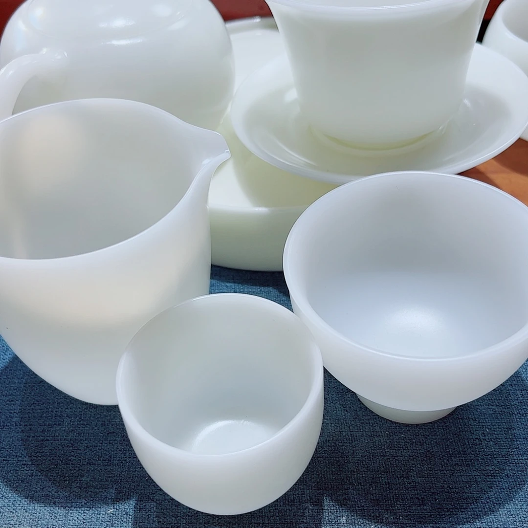 陶瓷素烧璞玉1壶盖碗1公杯4个60cc110
