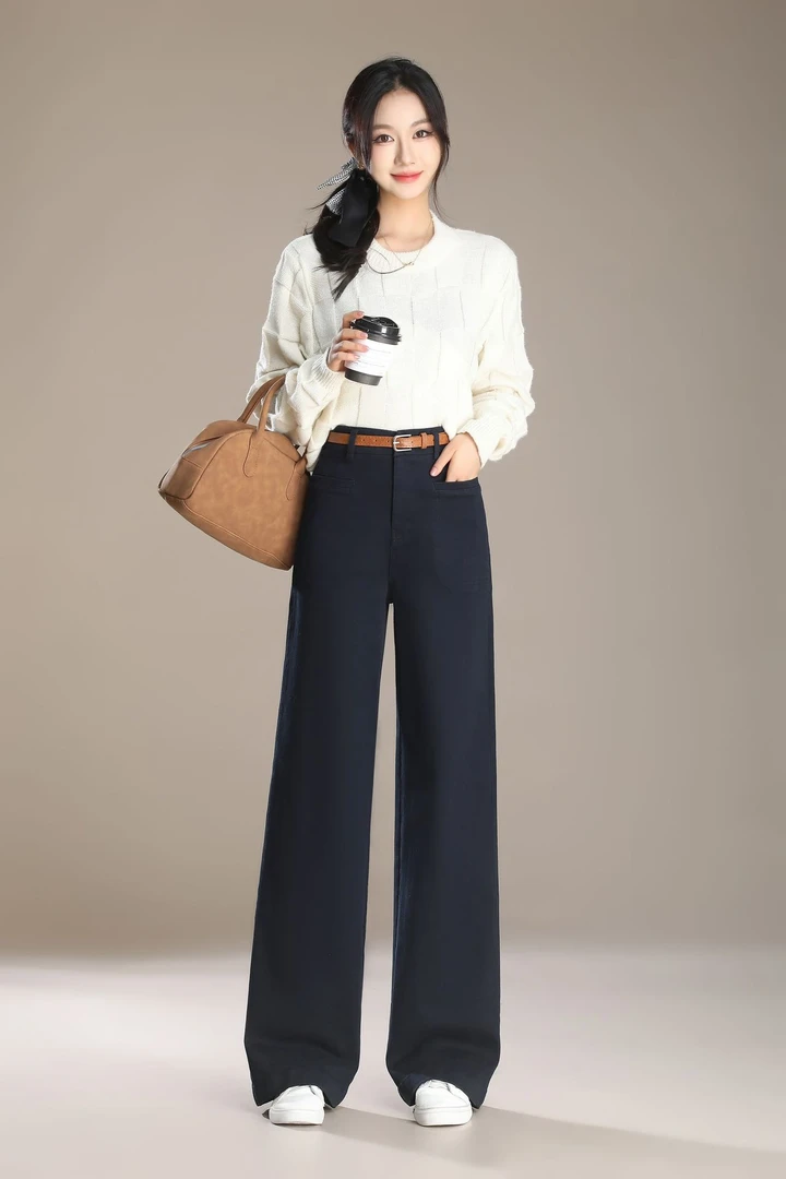 6689款高端时尚潮流直筒牛仔女裤