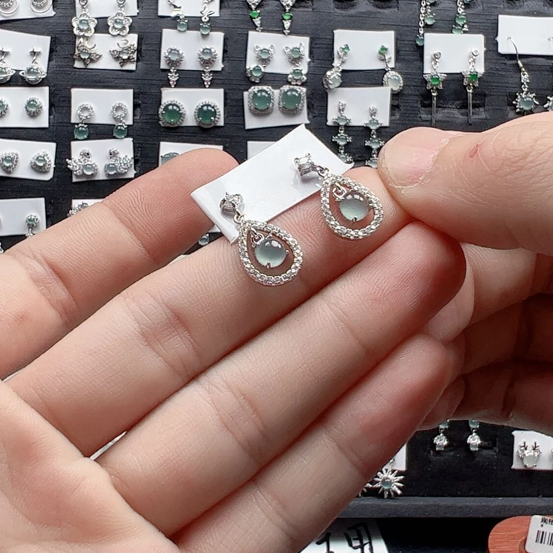 翡翠手链银S925镶嵌天然翡翠