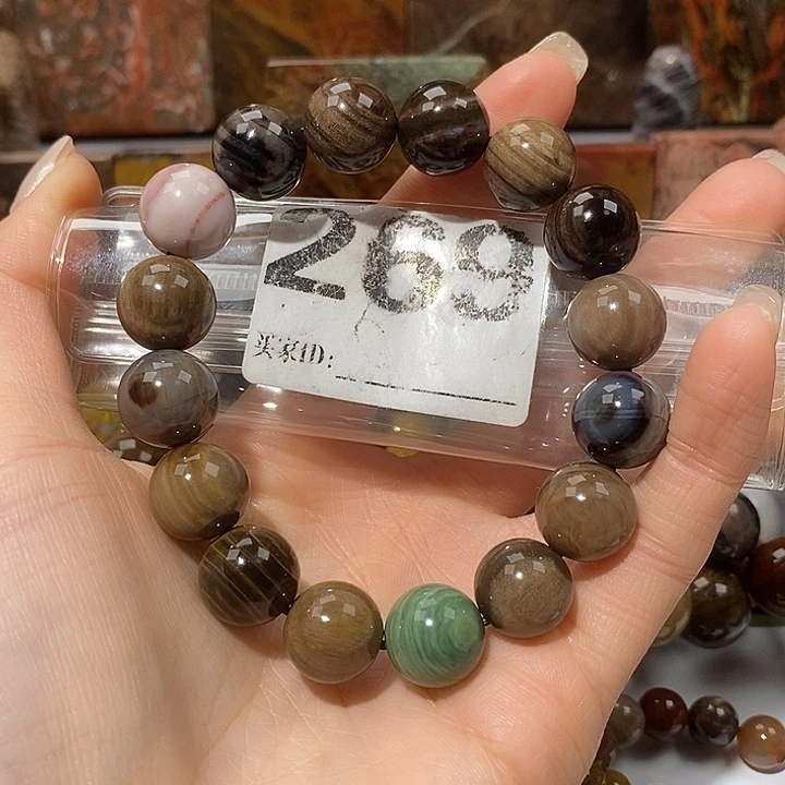 硅化玉未镶嵌天然北票树化玉手串12.3