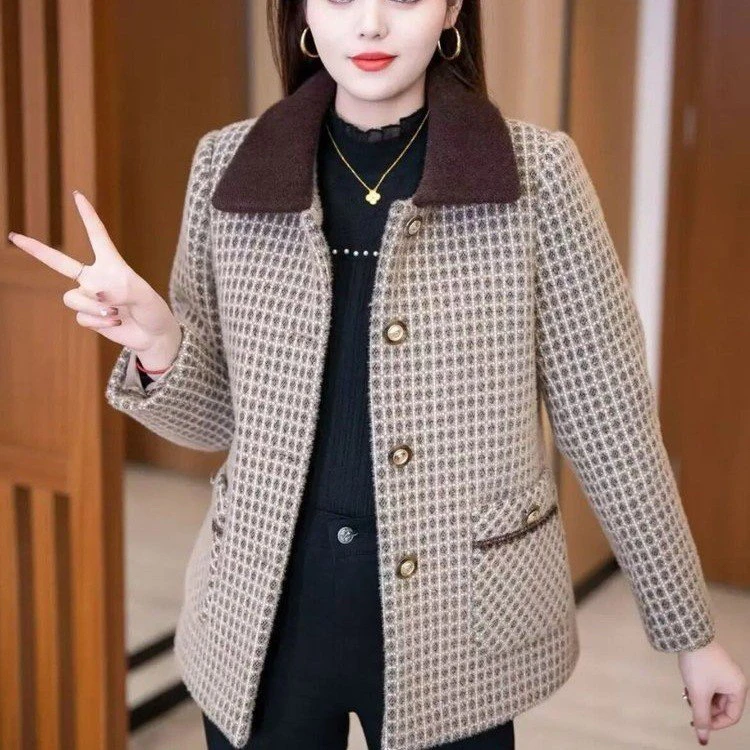 气质妈妈装加厚西装外套2025春新款洋气休闲小个子显瘦短款上衣女