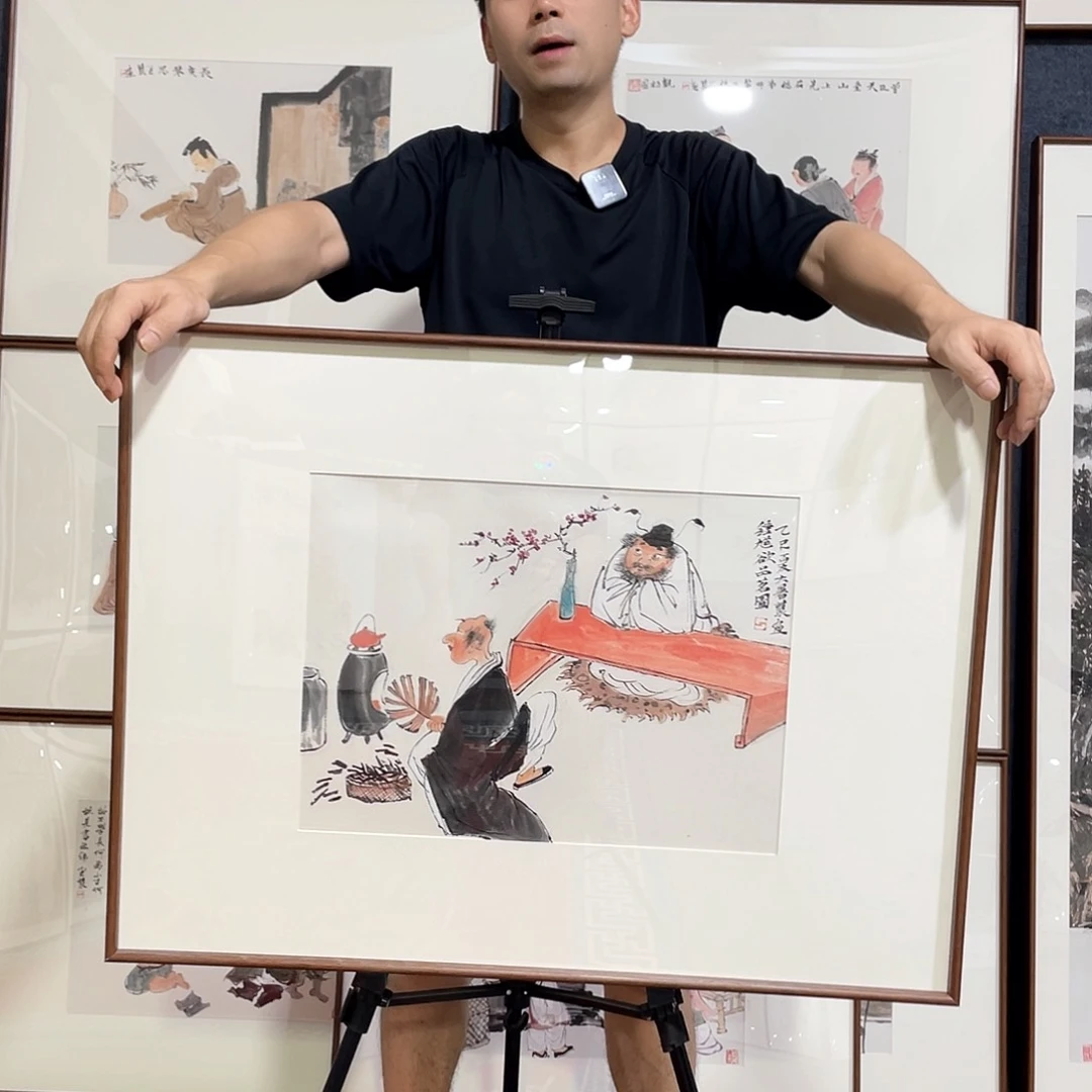 国画手绘画作品带框60*80厘米