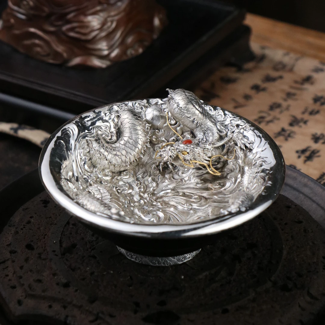 福器艺术巨龙建盏主人杯内胆全包特色原创手工制作匠心打造茶杯