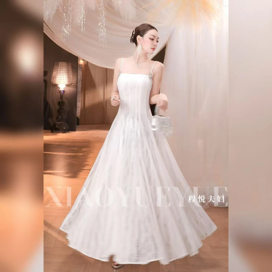 程悦夫妇【白富美】A-01921欧若风夏季时尚优雅气质吊带连衣裙白色