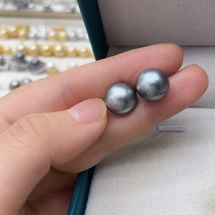 耳饰银S925镶嵌拼合珍珠（马贝珠）