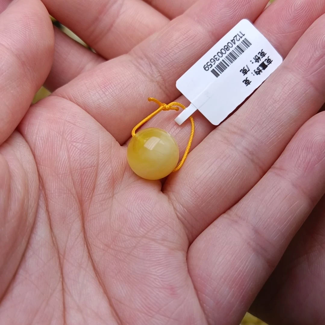 蜜蜡裸石未镶嵌蓝*牛12圆珠微平角