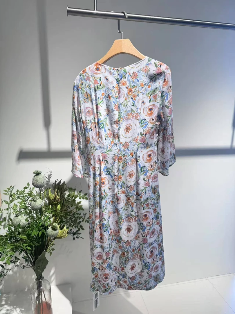 "TL3289 "粉色玫瑰花连衣裙