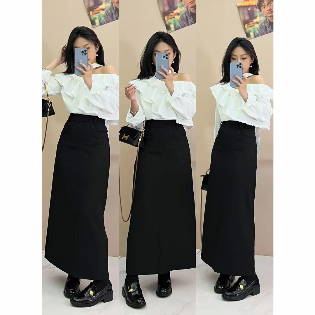 NM【高级档次】春款高腰显瘦A字半身长裙