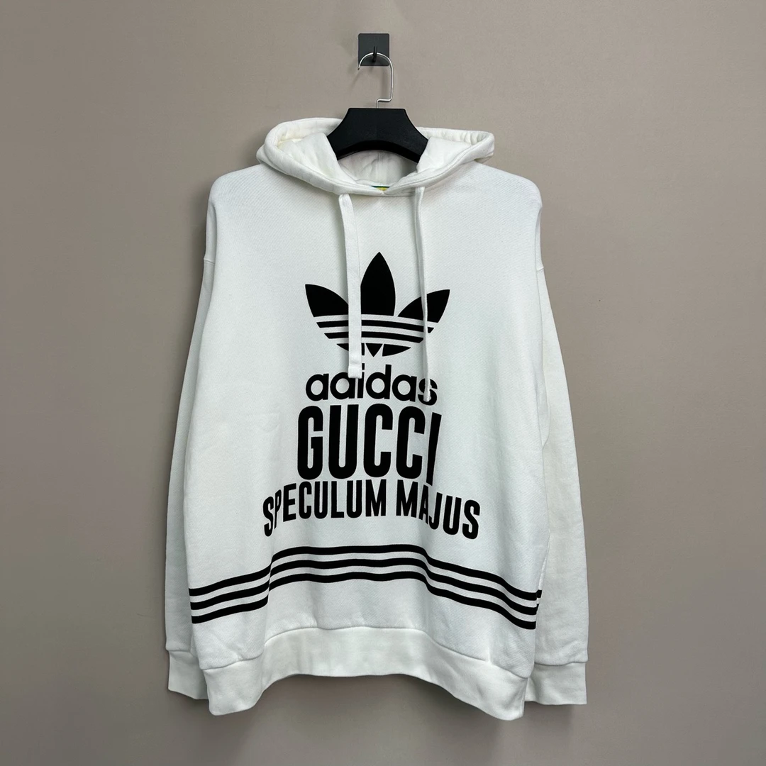 全新未使用 GUCCI/古驰 Adidas新款三叶草字母帽衫/M码/价12500