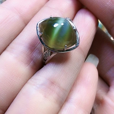 和田玉银S925镶嵌戒指