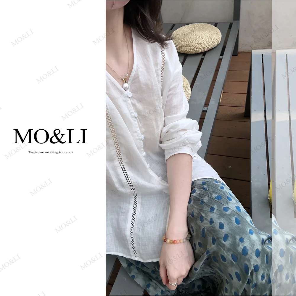 【YUYU】100苎麻清透感V领小衫开衫上衣慵懒舒适