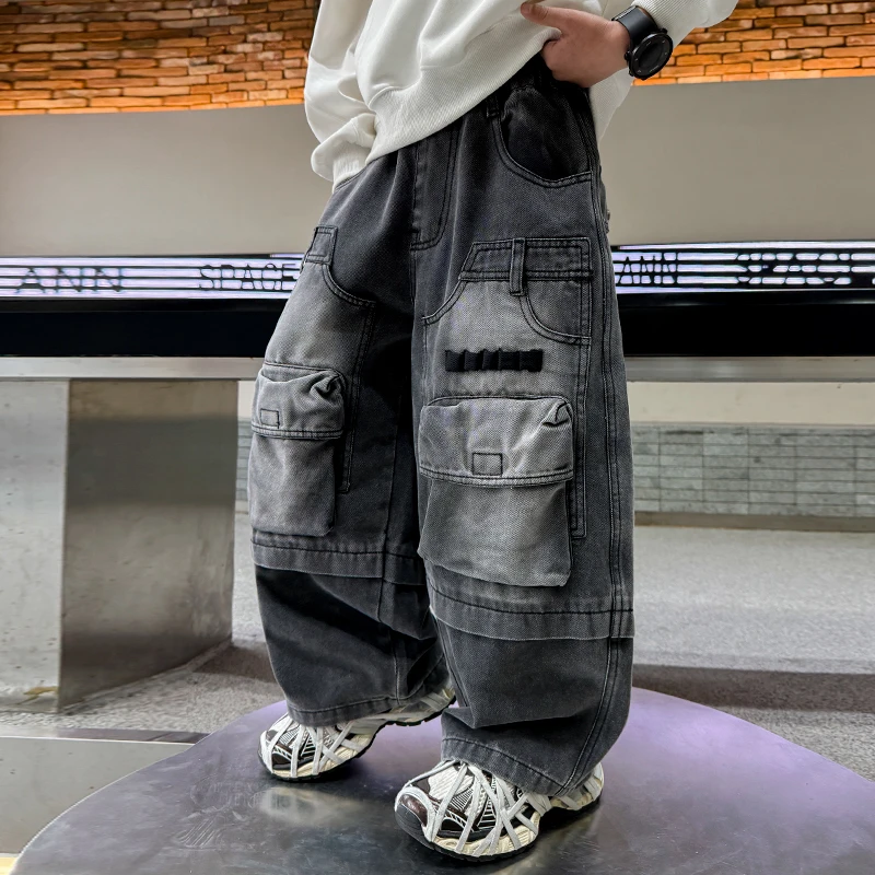 儿童装男童秋装裤子2025新款牛仔裤男孩春秋款休闲秋季中大童长裤