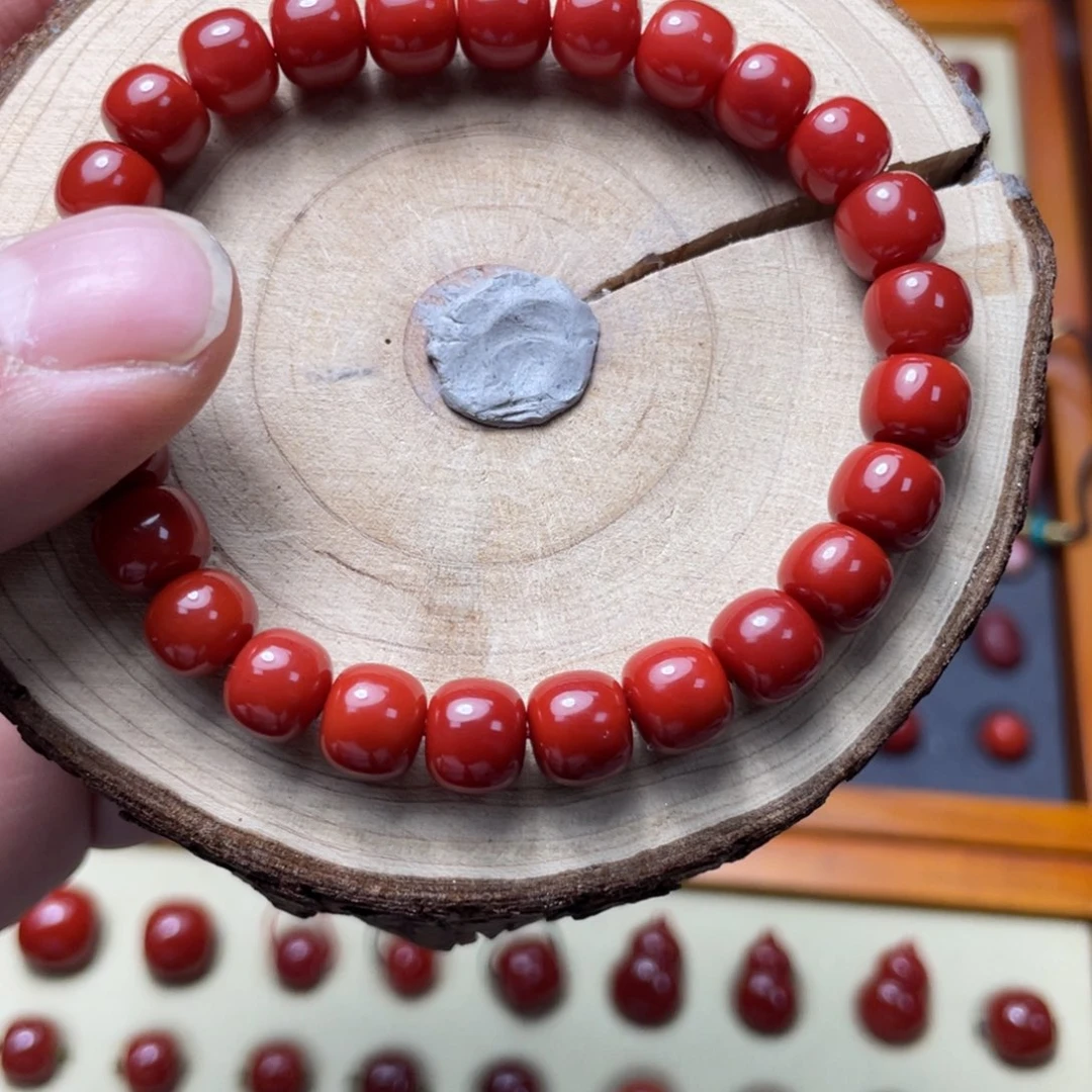 土***r南红玛瑙未镶嵌8m锦红手串