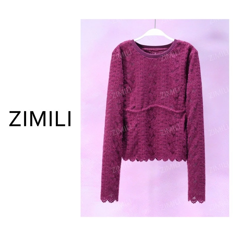 【亮哥女装】2025秋冬新品《紫缕花笺》葡萄紫高弹针织打底上衣9903