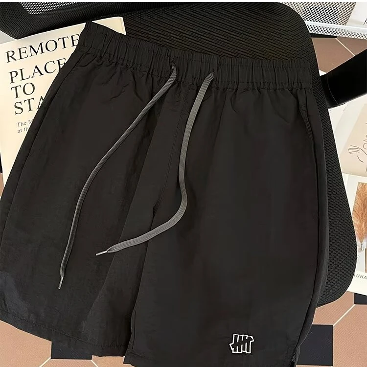 美式松紧腰刺绣运动速干短裤男士夏季大码宽松透气百搭休闲五分裤