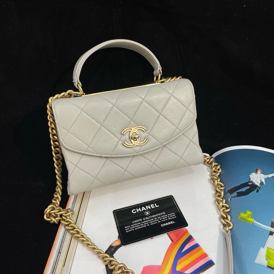 99新 Chanel/香奈儿 Trendy 限量款 灰色复古镂空LOGO 链条包