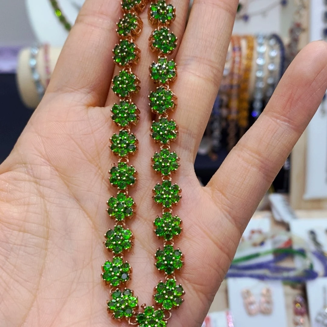 透辉石项链银S925镶嵌