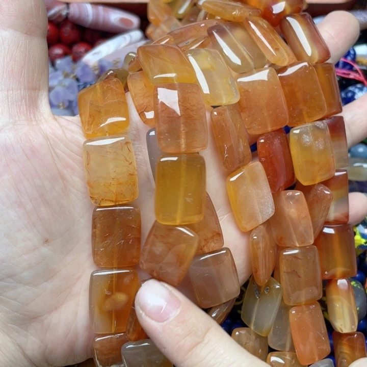 玛瑙/玉髓合金珠宝半成品一条15x19m红玛瑙方形