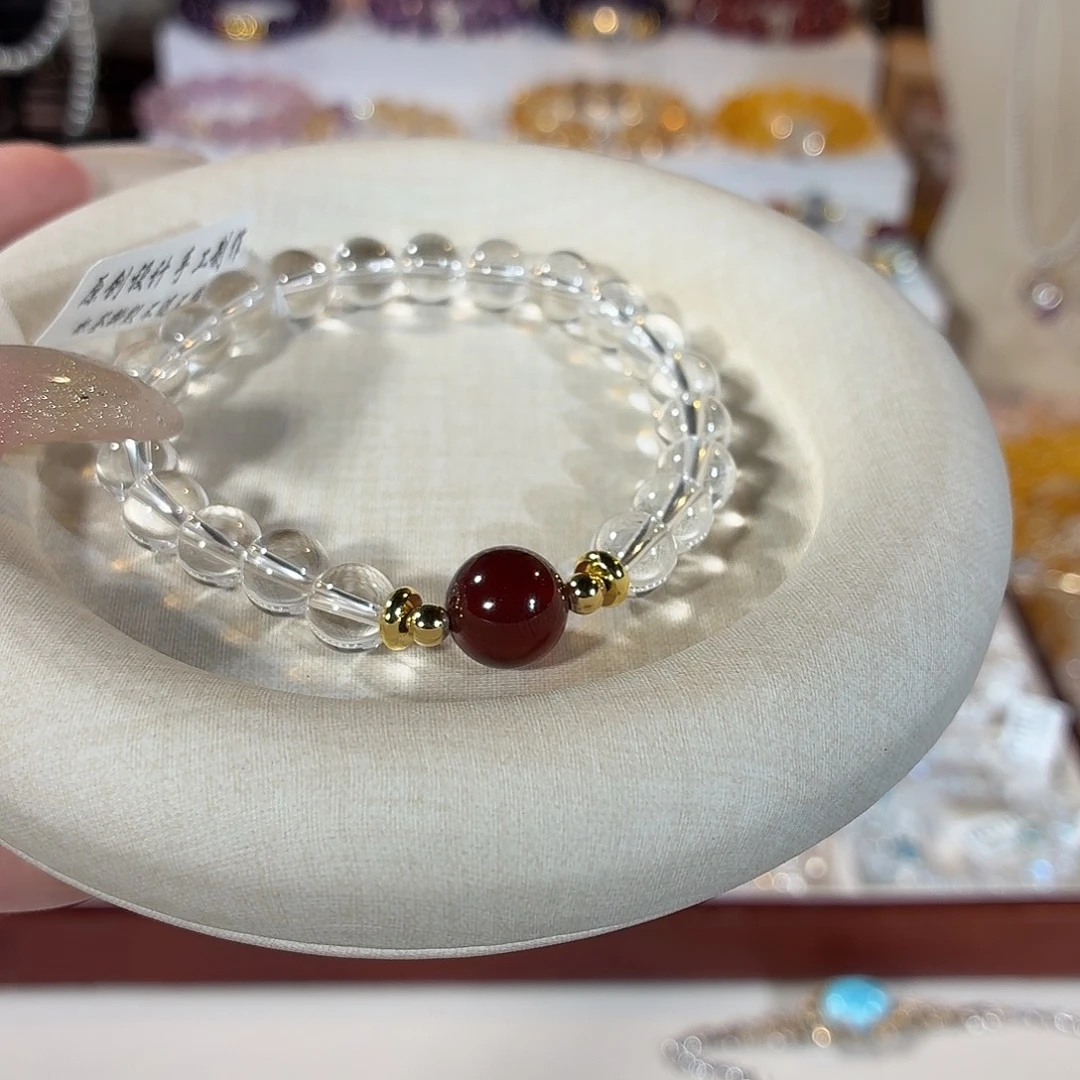 水晶未镶嵌手串双a净体白水石榴石设计款8+