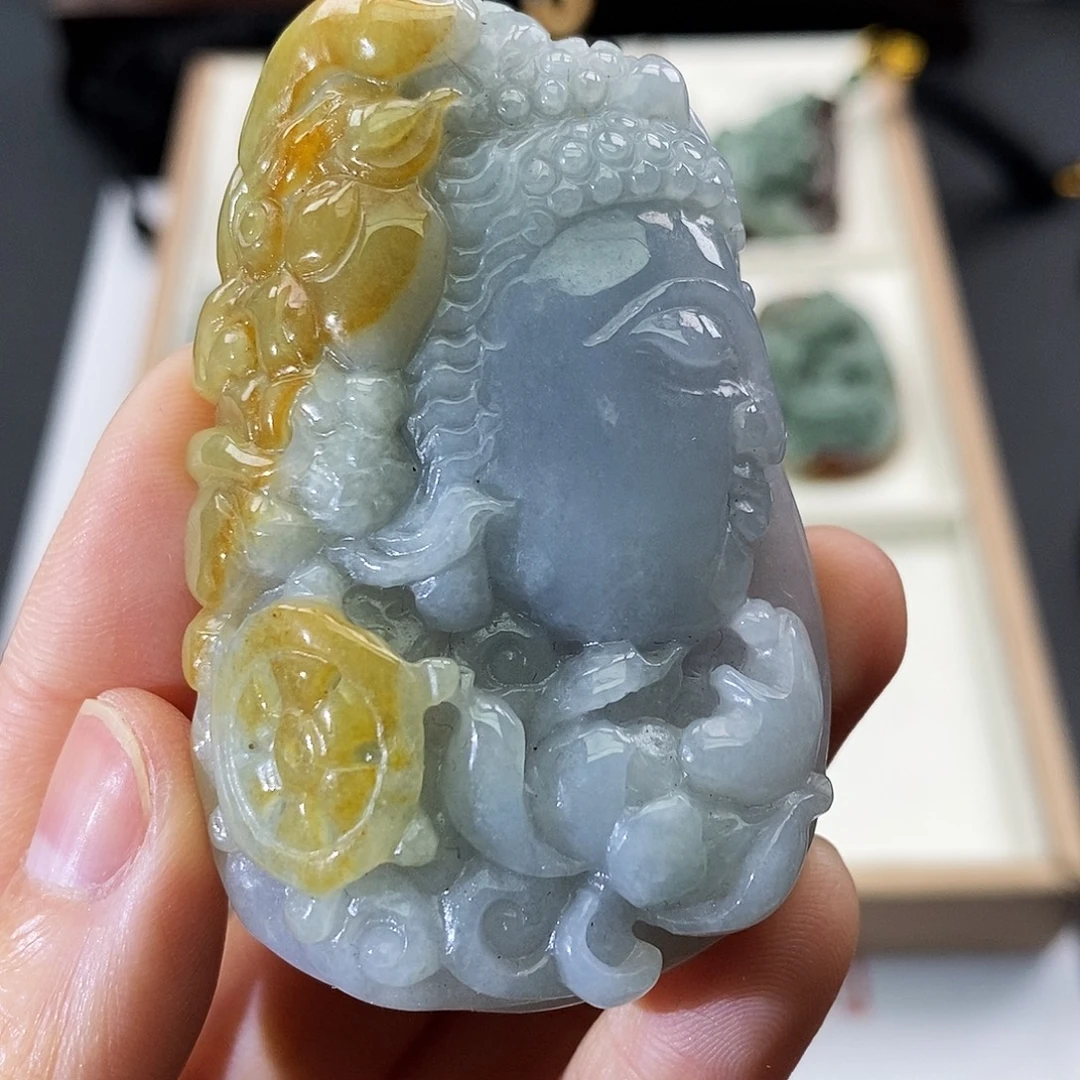 翡翠未镶嵌颈饰缅甸翡翠a货  佛魔一念