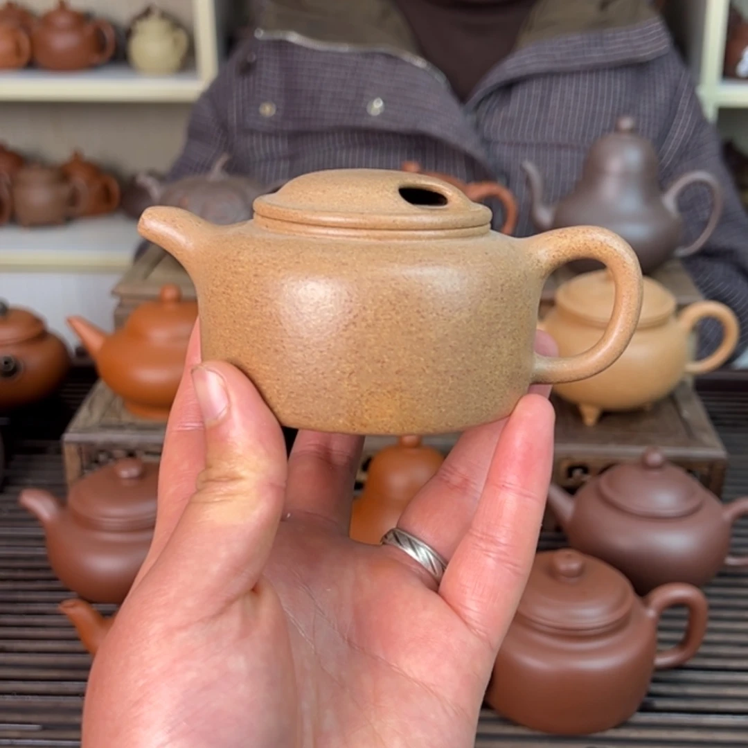 紫砂茶壶全手工牛盖莲子200c五彩段微瑕