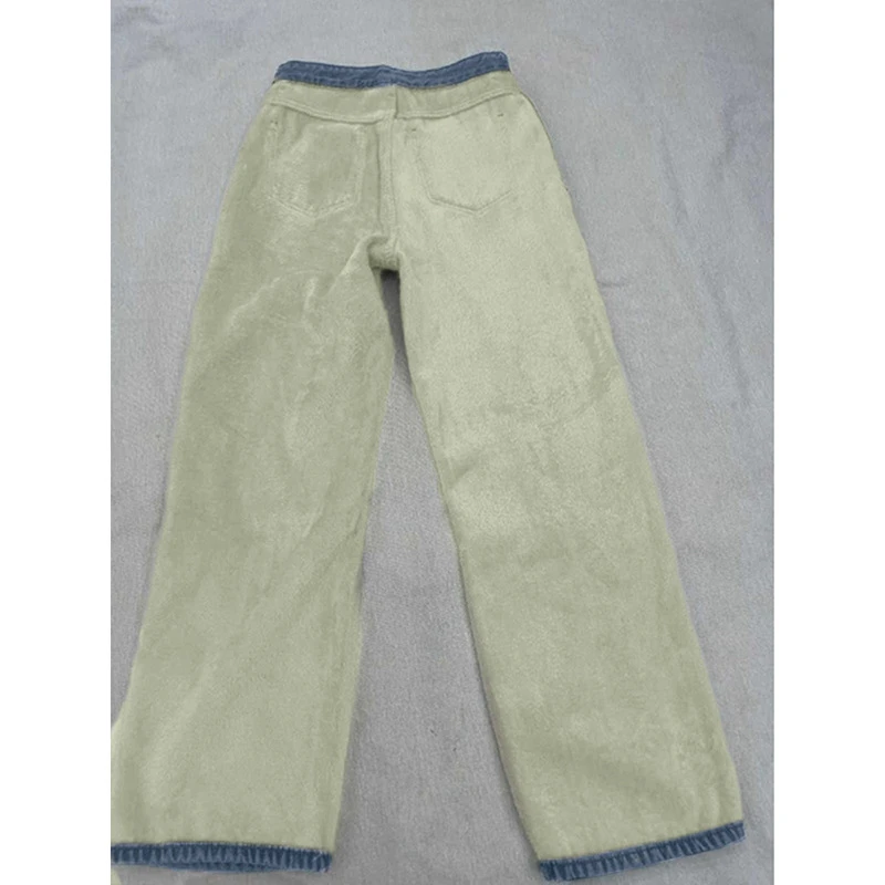 大码加绒加厚牛仔裤女2025冬季胖mm宽松高腰显瘦直筒阔腿拖地裤子