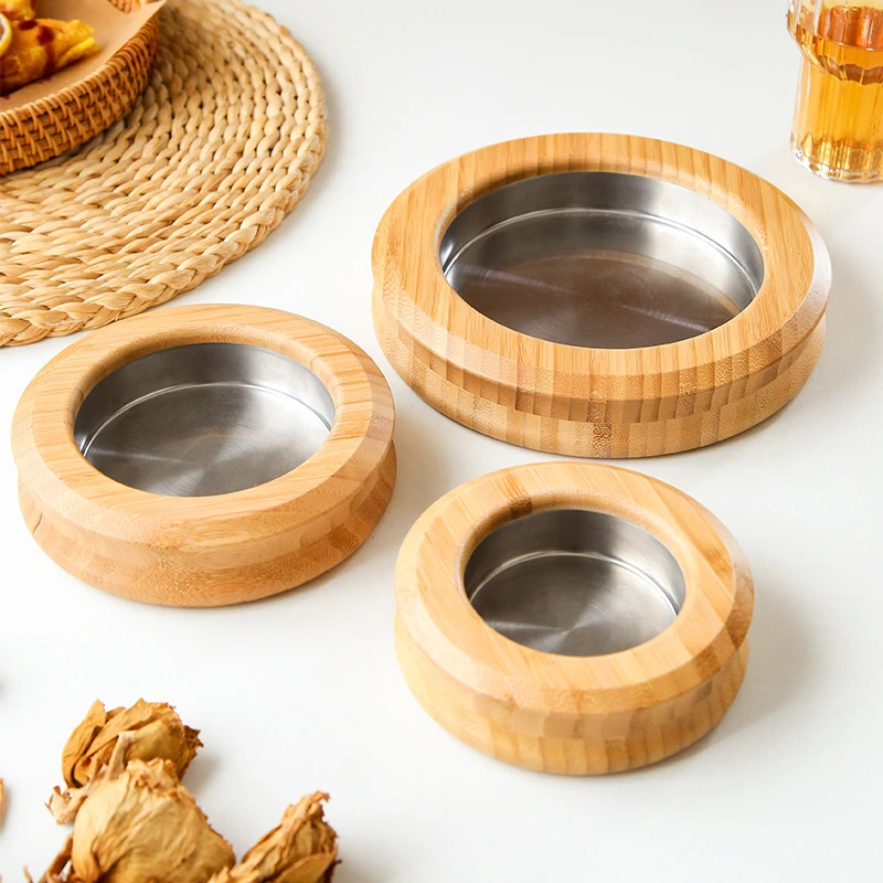 创意竹制烟灰缸家用客厅烟灰盒中式办公室时尚烟缸个性装饰品摆件