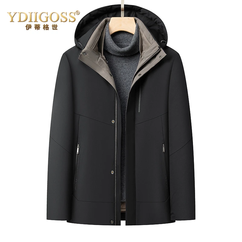 YDIIGOSS鹅绒男士羽绒服冬季新款可拆卸内胆加厚保暖外套冬装