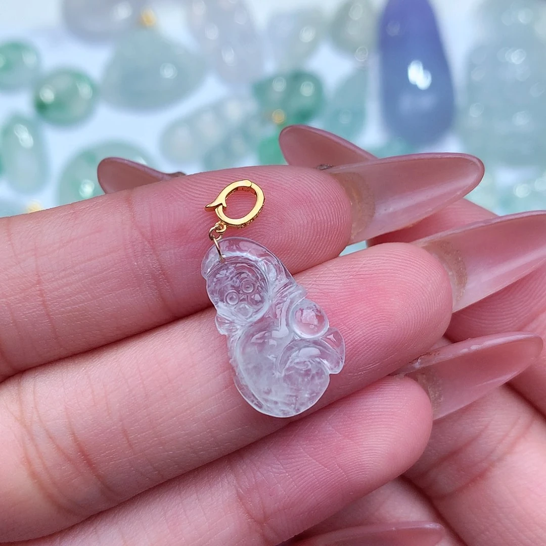 翡翠吊坠(不含链)18K金镶嵌