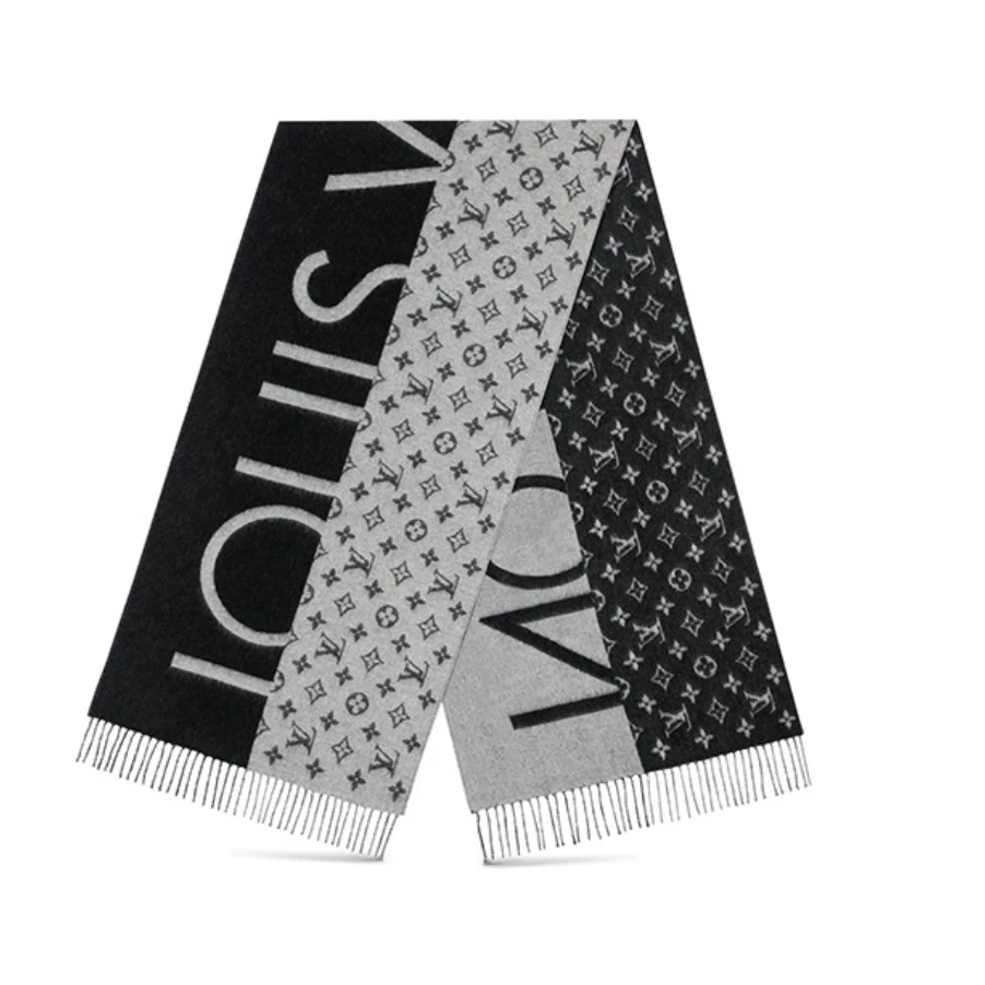 99新 LouisVuitton/路易威登 Tsan0763/经典黑灰围巾/尺寸186×45