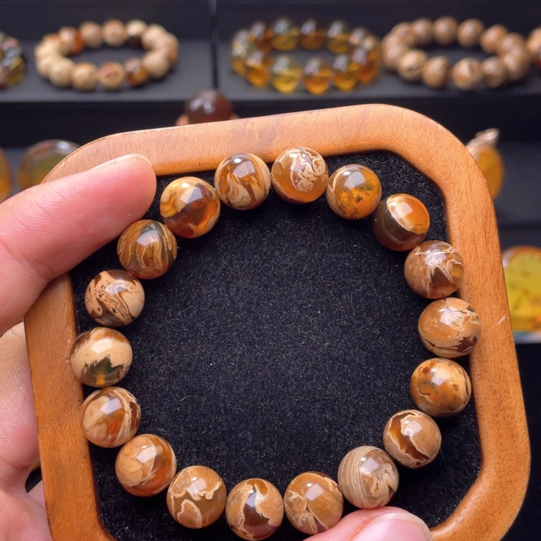 琥珀未镶嵌颈饰11妖花溶洞手串