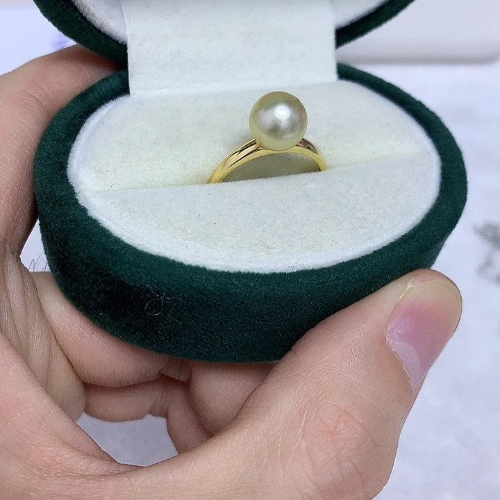 海水珍珠戒指银S925镶嵌8-9