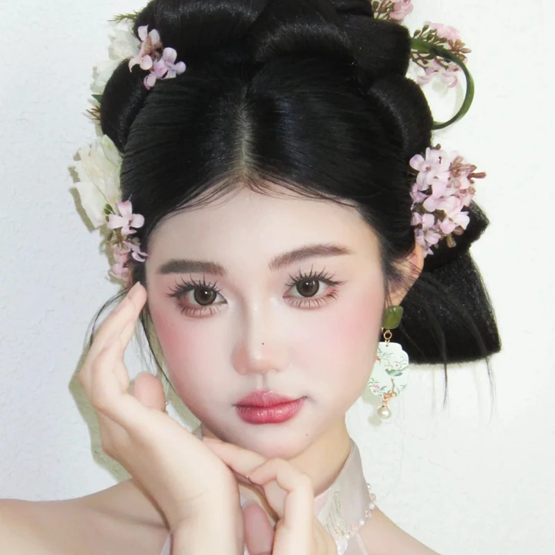 水舞U2200新中式粉色仿真花朵唯美古风发簪新娘造型装饰旗袍发饰