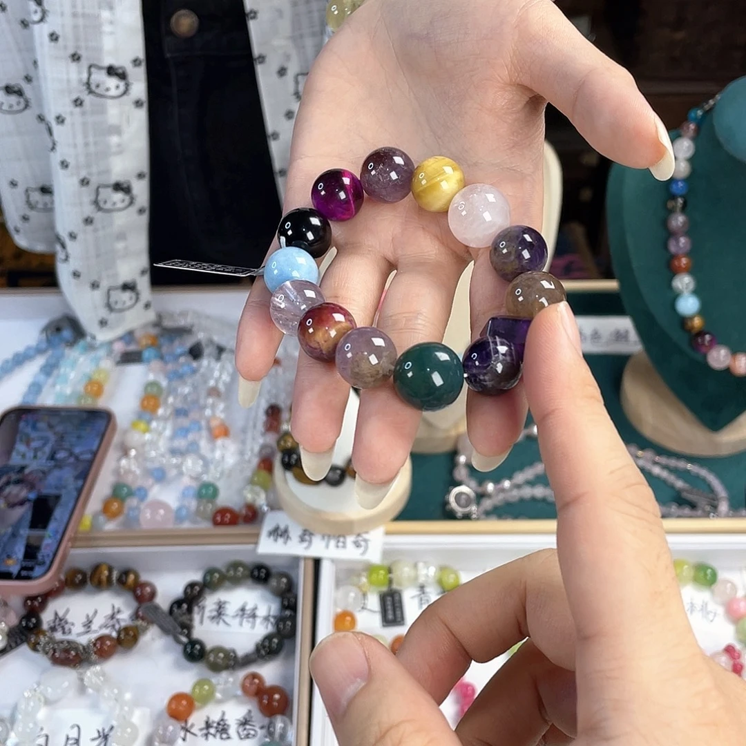 水晶手链银S925镀金镶嵌