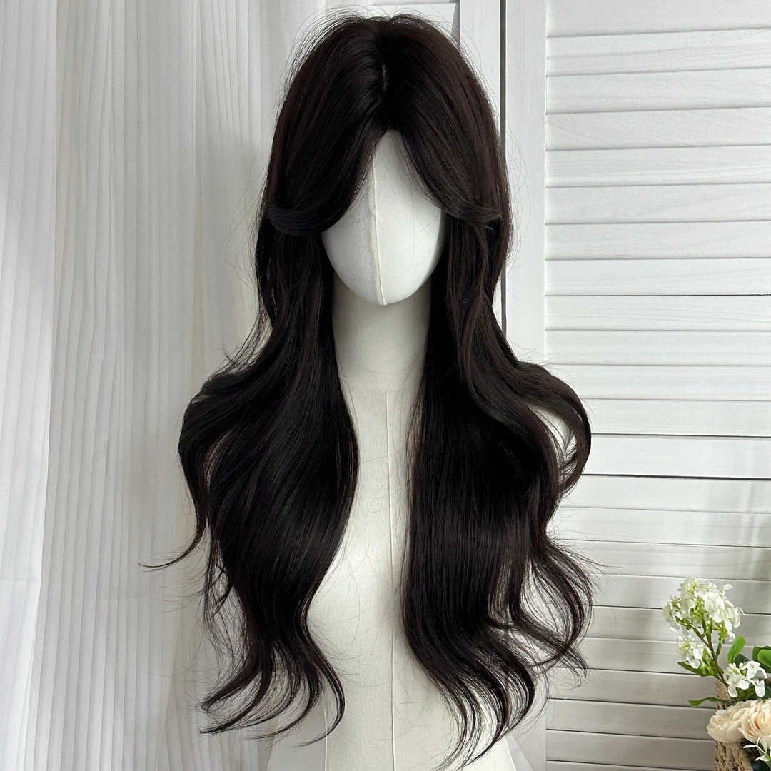 【韩女天菜】黑茶八字大波浪假发全头套日常逼真韩系自带外扩刘海