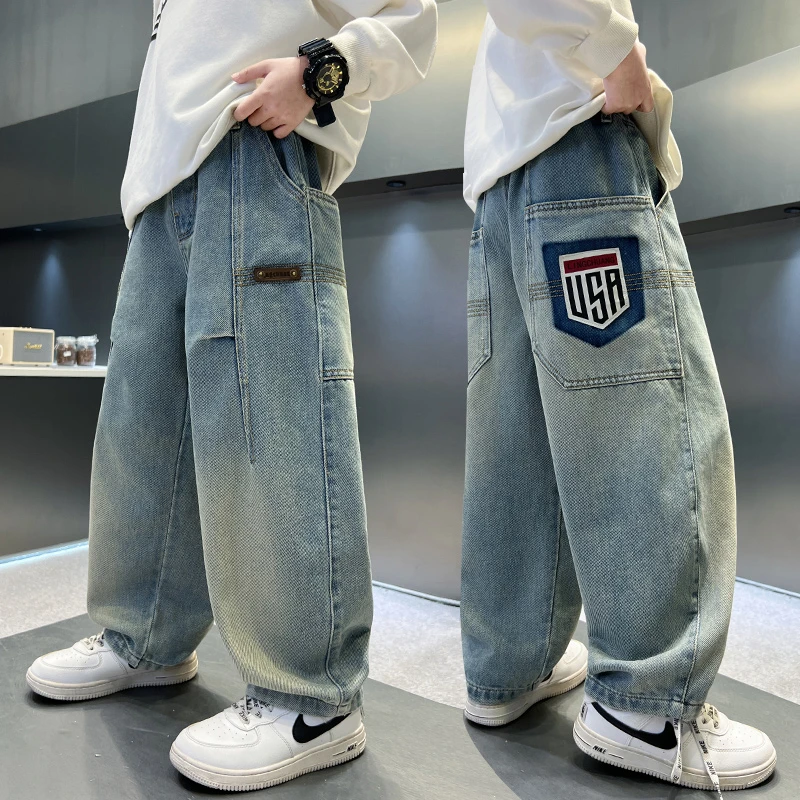 男童牛仔长裤春季儿童春秋裤子宽松2025新款中大童男孩春装休闲裤