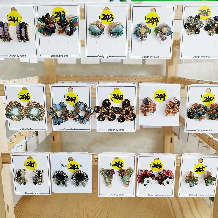 铜合金玻璃耳饰 (B241-B300)-020民族风纯手工流苏耳环合集